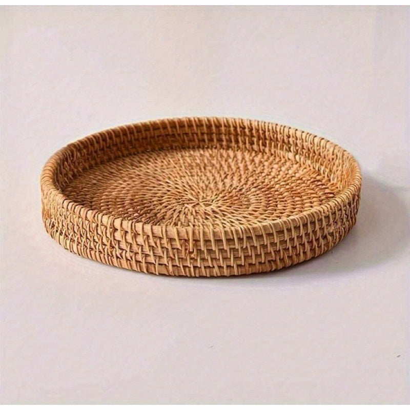 RattanServe - Round Rattan Woven Serving Bowl | For Breakfast, Dessert & Fruit