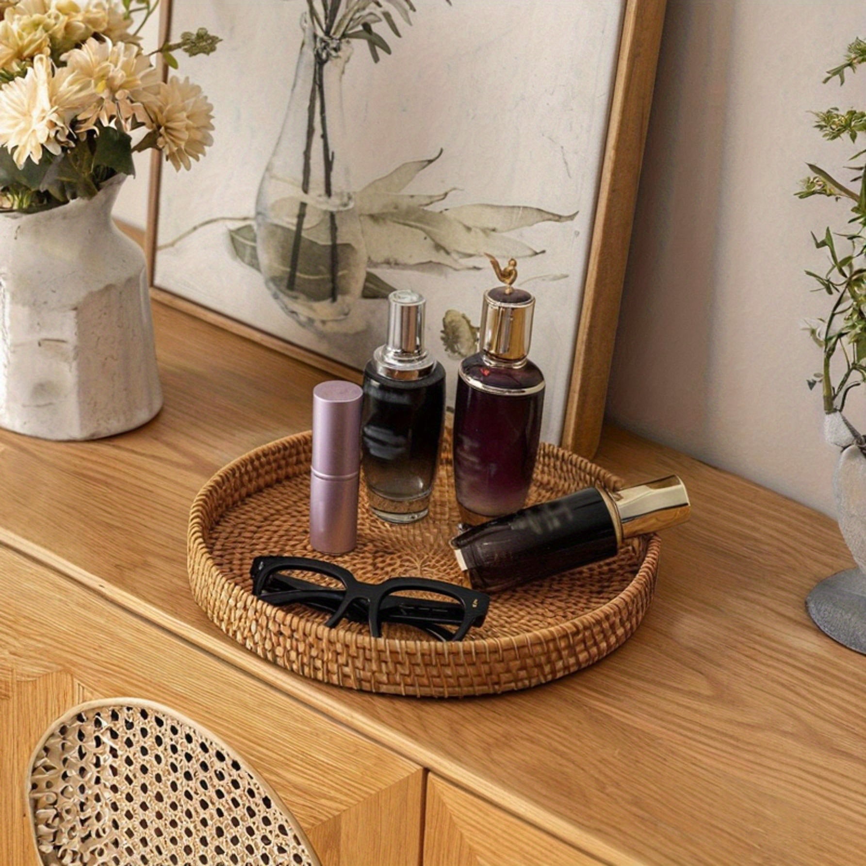 RattanServe - Round Rattan Woven Serving Bowl | For Breakfast, Dessert & Fruit