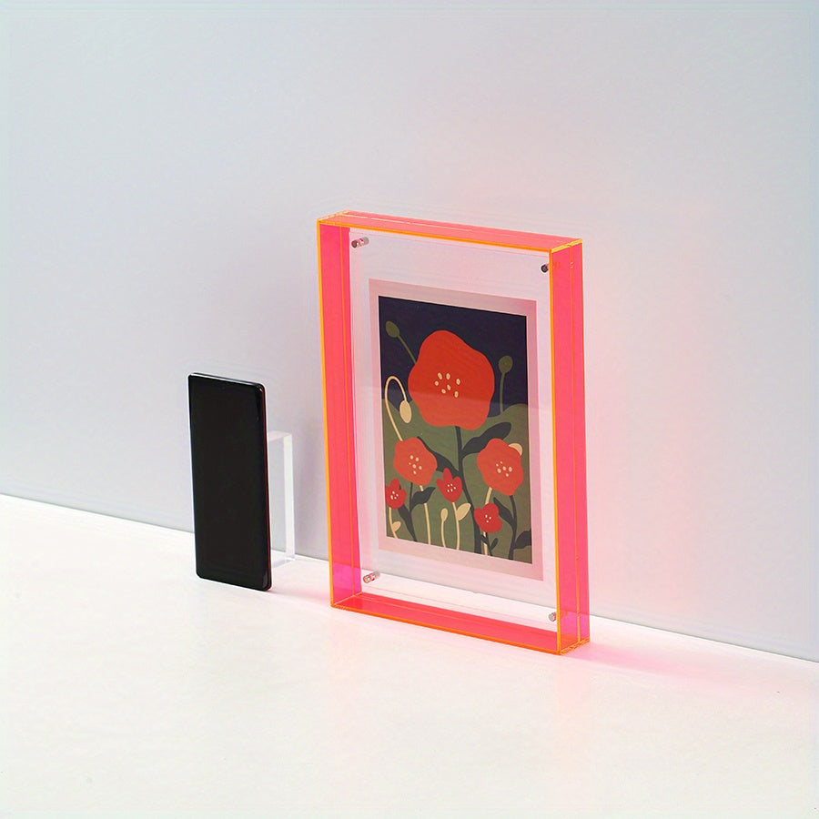 1 pezzo Cornice Fotografica Verticale in Acrilico - Supporto Fotografico Doppio Lato Trasparente in Stile Art Deco, Adatto per Decorazione da Muro e da Tavolo