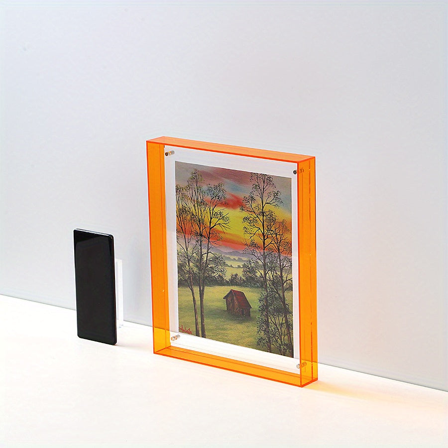 1 pezzo Cornice Fotografica Verticale in Acrilico - Supporto Fotografico Doppio Lato Trasparente in Stile Art Deco, Adatto per Decorazione da Muro e da Tavolo
