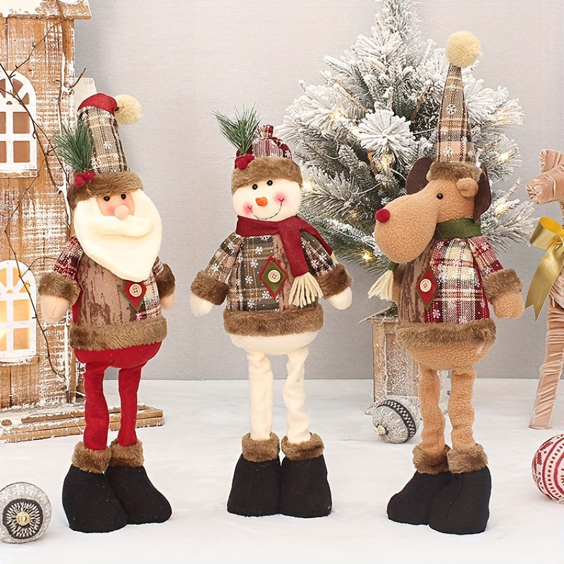 HolidayPop - Set di 3 Figurine Natalizie da Terra, Renna, Pupazzo di Neve e Babbo Natale