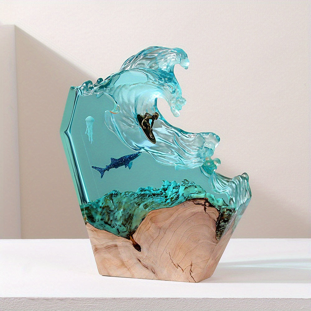 OceanGlow - Lampada in resina fatta a mano con design a balena