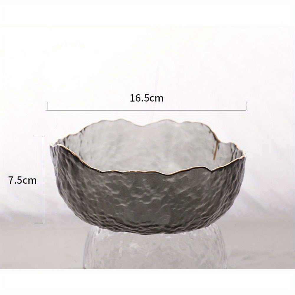 GoldServe - Taça de Vidro com Borda Dourada Elegante para Saladas, Massas e Fruta