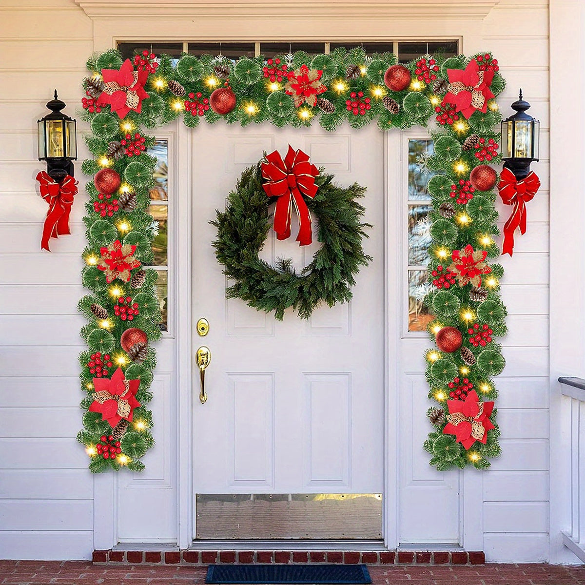 LuxeGarland - Ghirlanda Natalizia Artificiale con Illuminazione LED