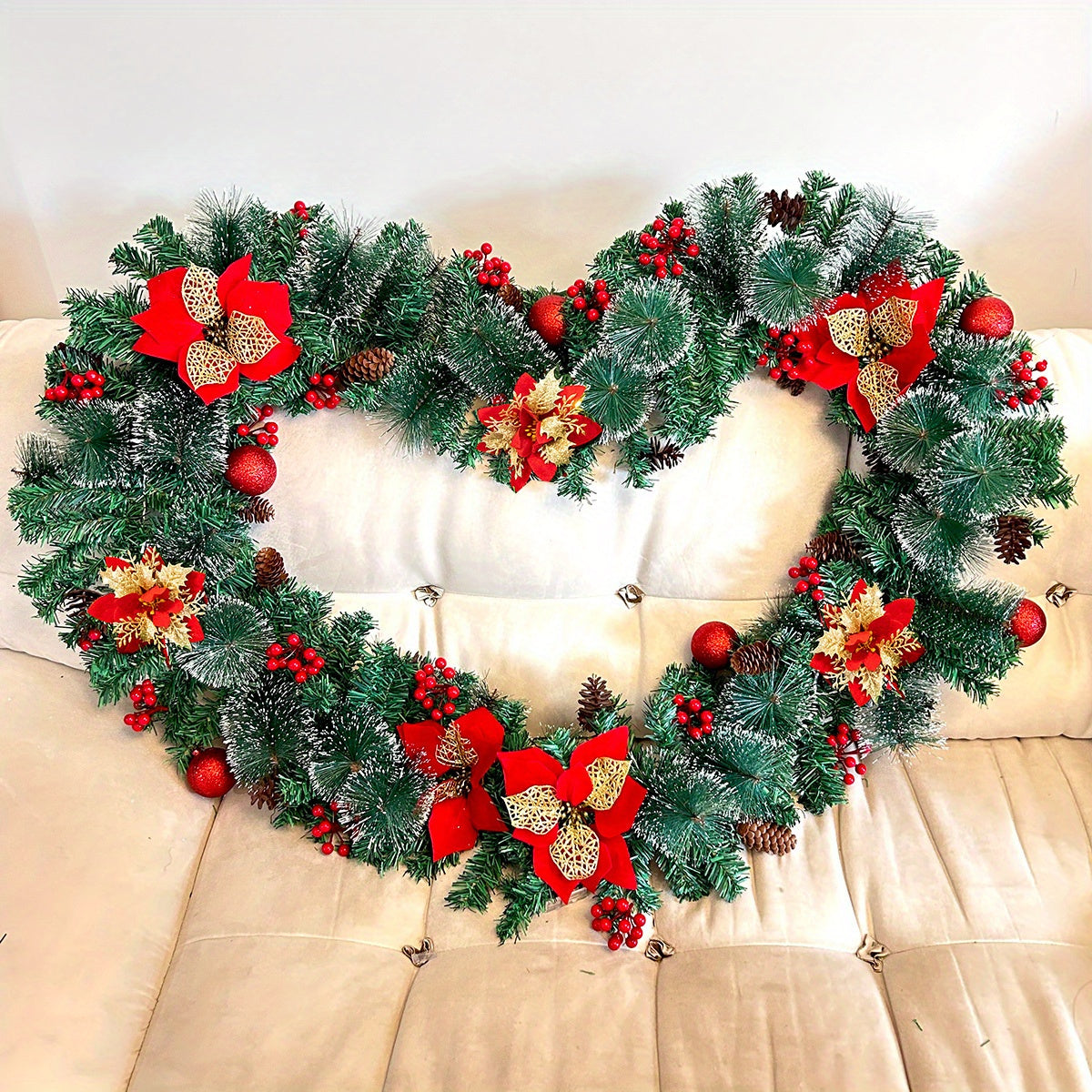 LuxeGarland - Ghirlanda Natalizia Artificiale con Illuminazione LED