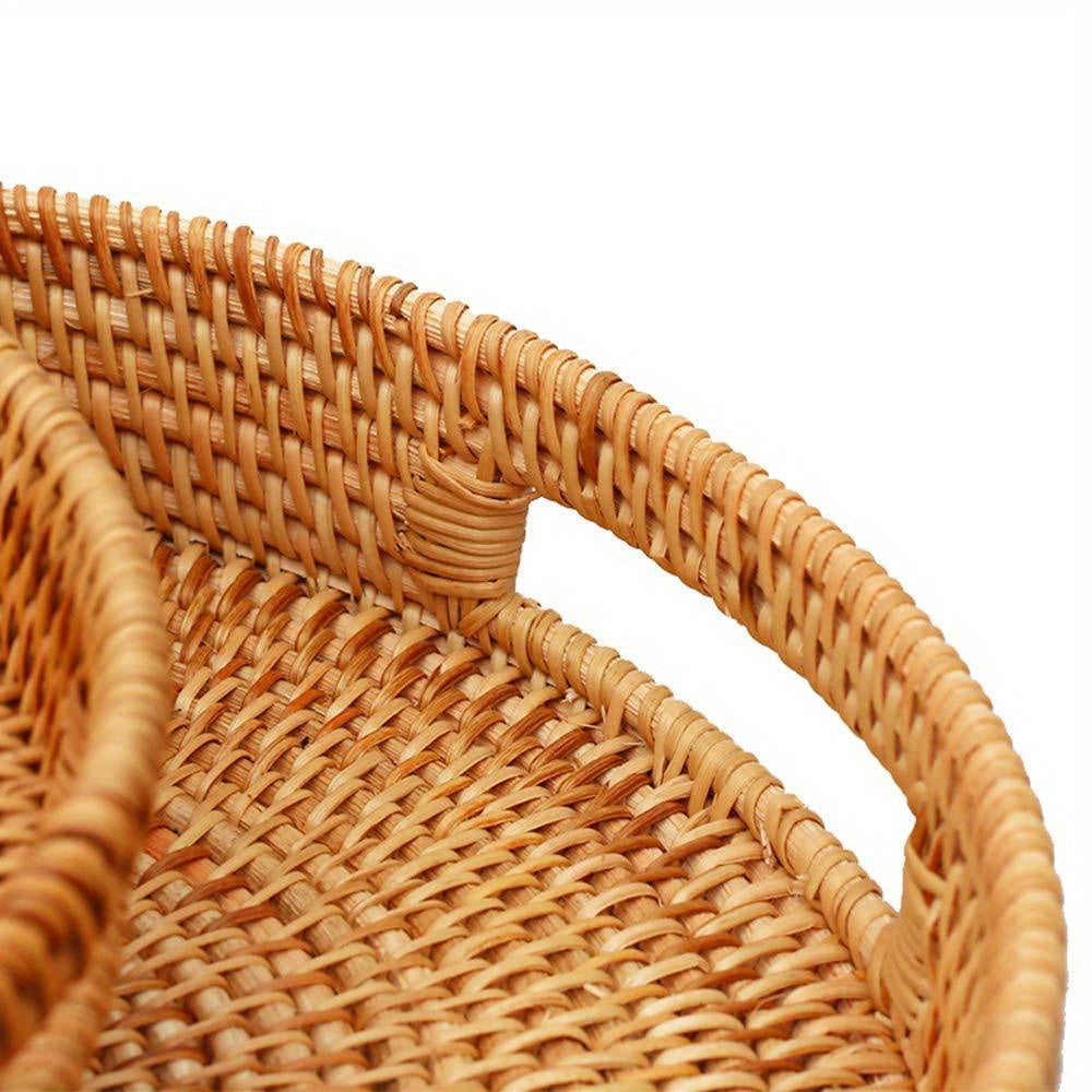 RattanServe - Natural Rattan Woven Tray | For Kitchen & Dining Room