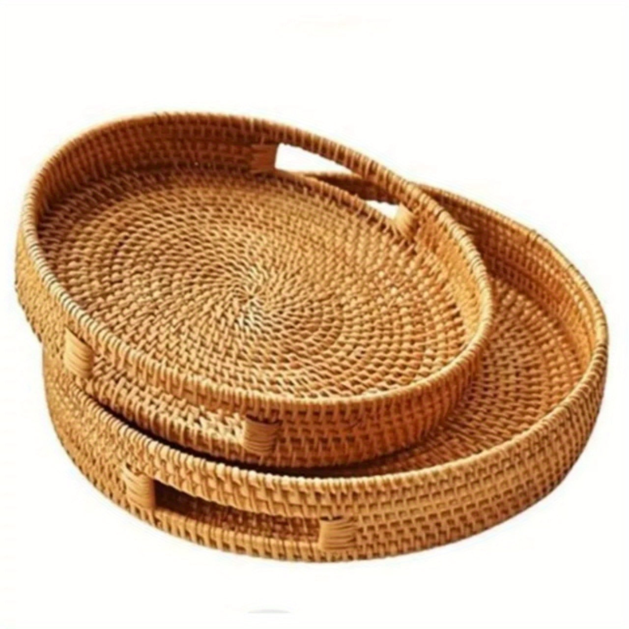 RattanServe - Natural Rattan Woven Tray | For Kitchen & Dining Room