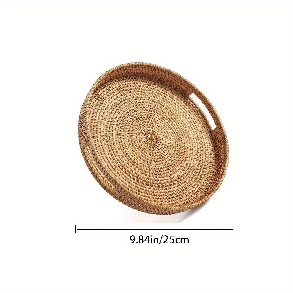 RattanServe - Natural Rattan Woven Tray | For Kitchen & Dining Room