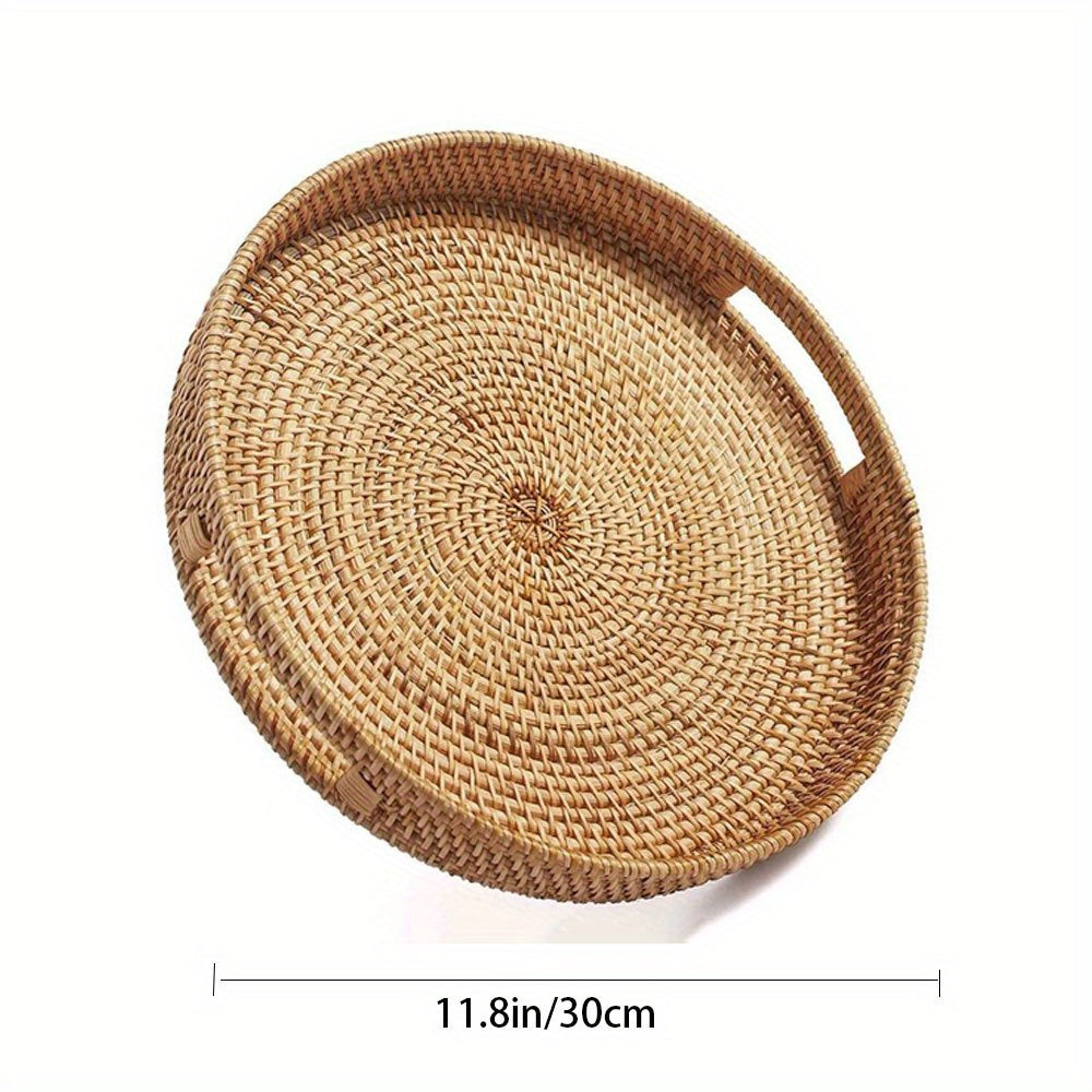 RattanServe - Natural Rattan Woven Tray | For Kitchen & Dining Room