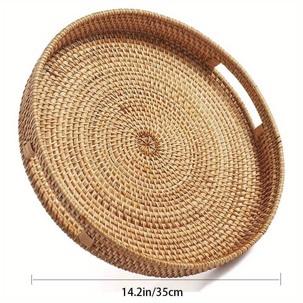 RattanServe - Natural Rattan Woven Tray | For Kitchen & Dining Room