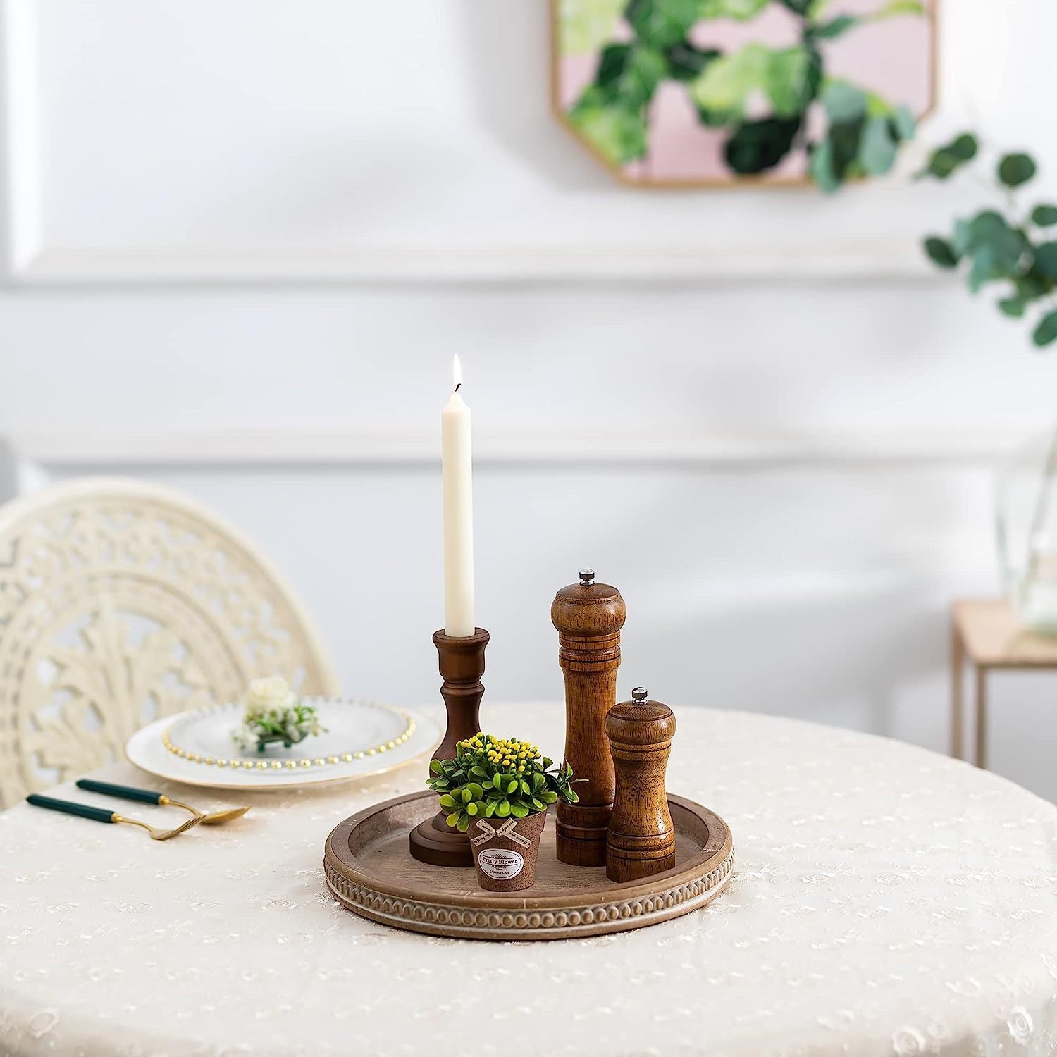 WoodenServe - Vintage Wooden Tray with Beaded Edge