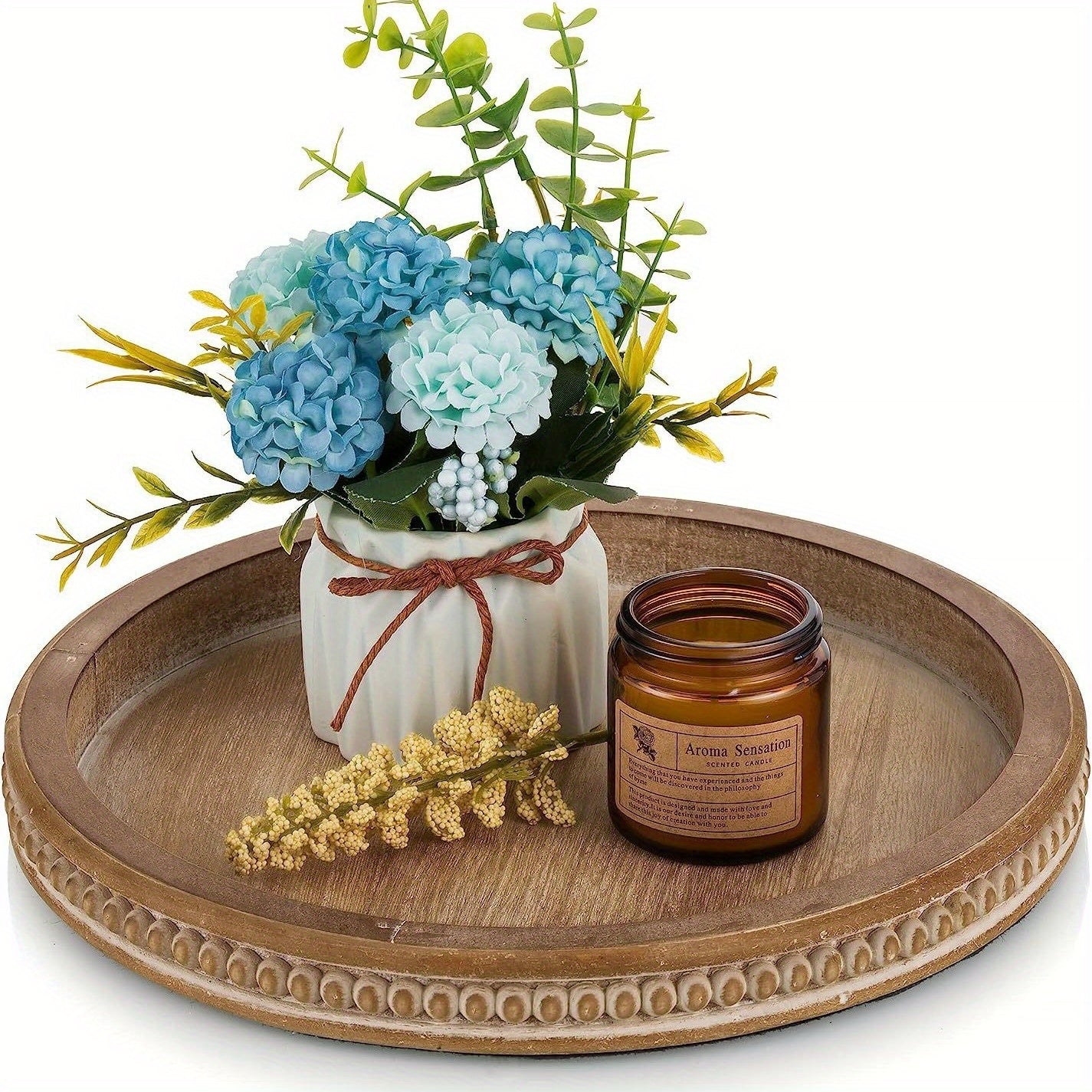 WoodenServe - Vintage Wooden Tray with Beaded Edge