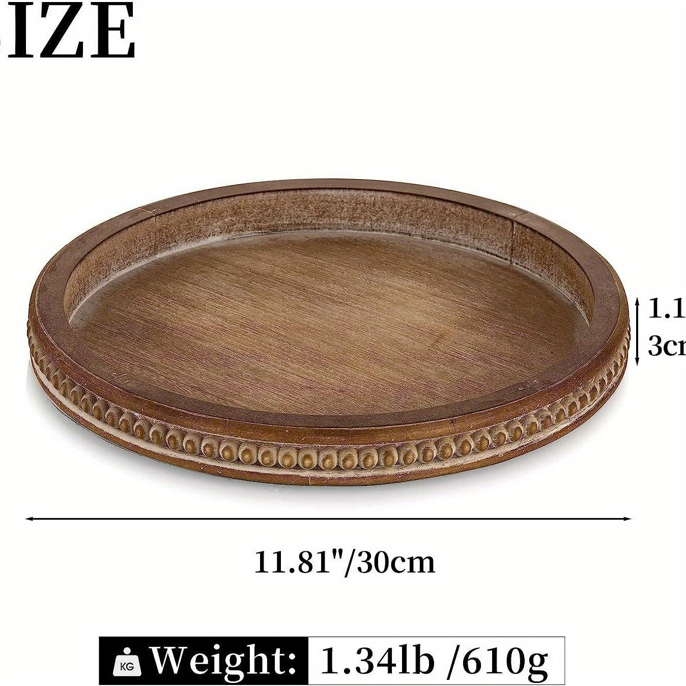 WoodenServe - Vintage Wooden Tray with Beaded Edge