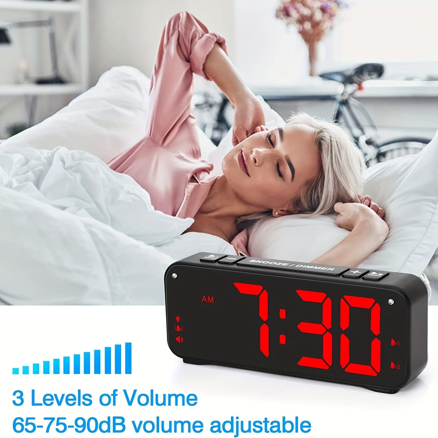 LoudClock - Vibrerende Wekker met Groot LED-display en Dubbele Alarmen