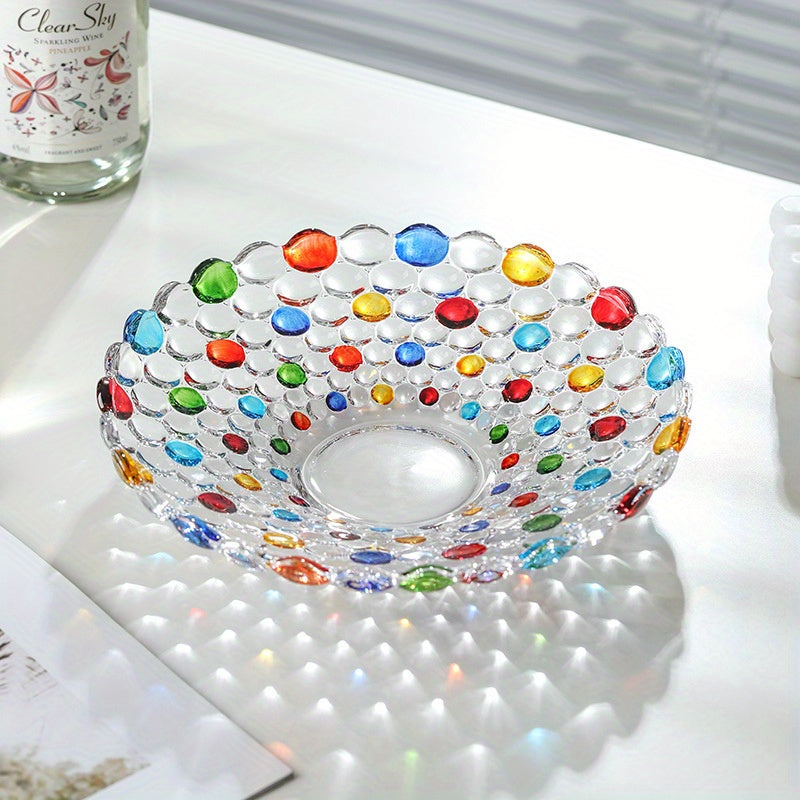 BohoServe-Polkadot Kom - Taça de Vidro Colorida para Frutas para Casa e Cozinha