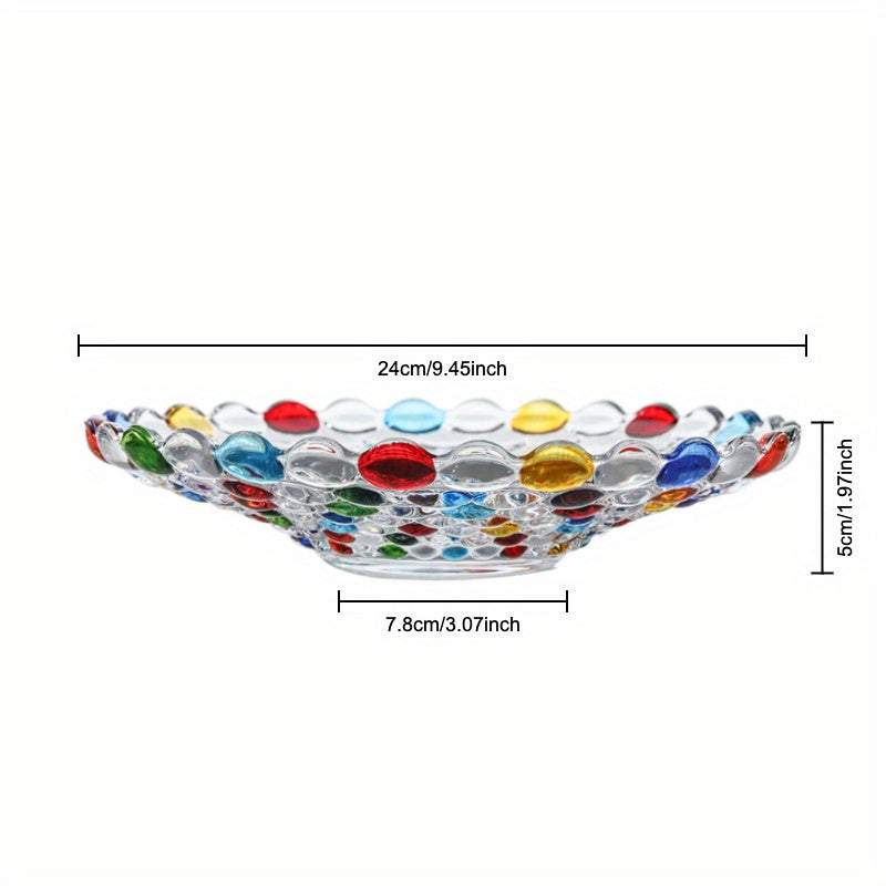 BohoServe-Polkadot Kom - Taça de Vidro Colorida para Frutas para Casa e Cozinha
