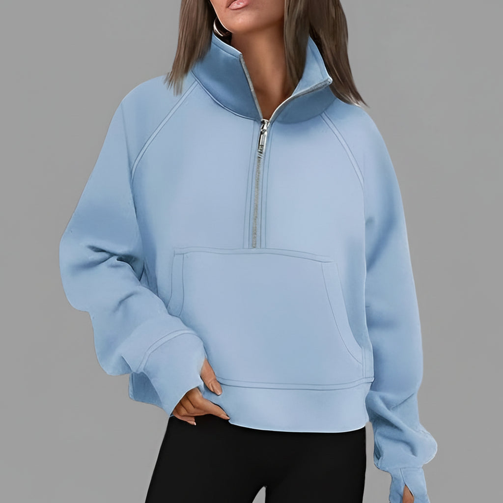 Maglione Donna Mezza Cerniera Casual Streetwear
