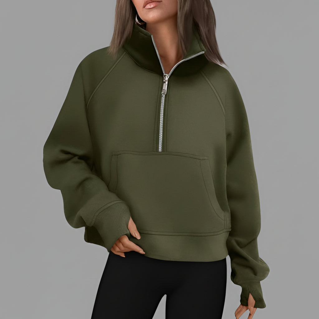 Maglione Donna Mezza Cerniera Casual Streetwear