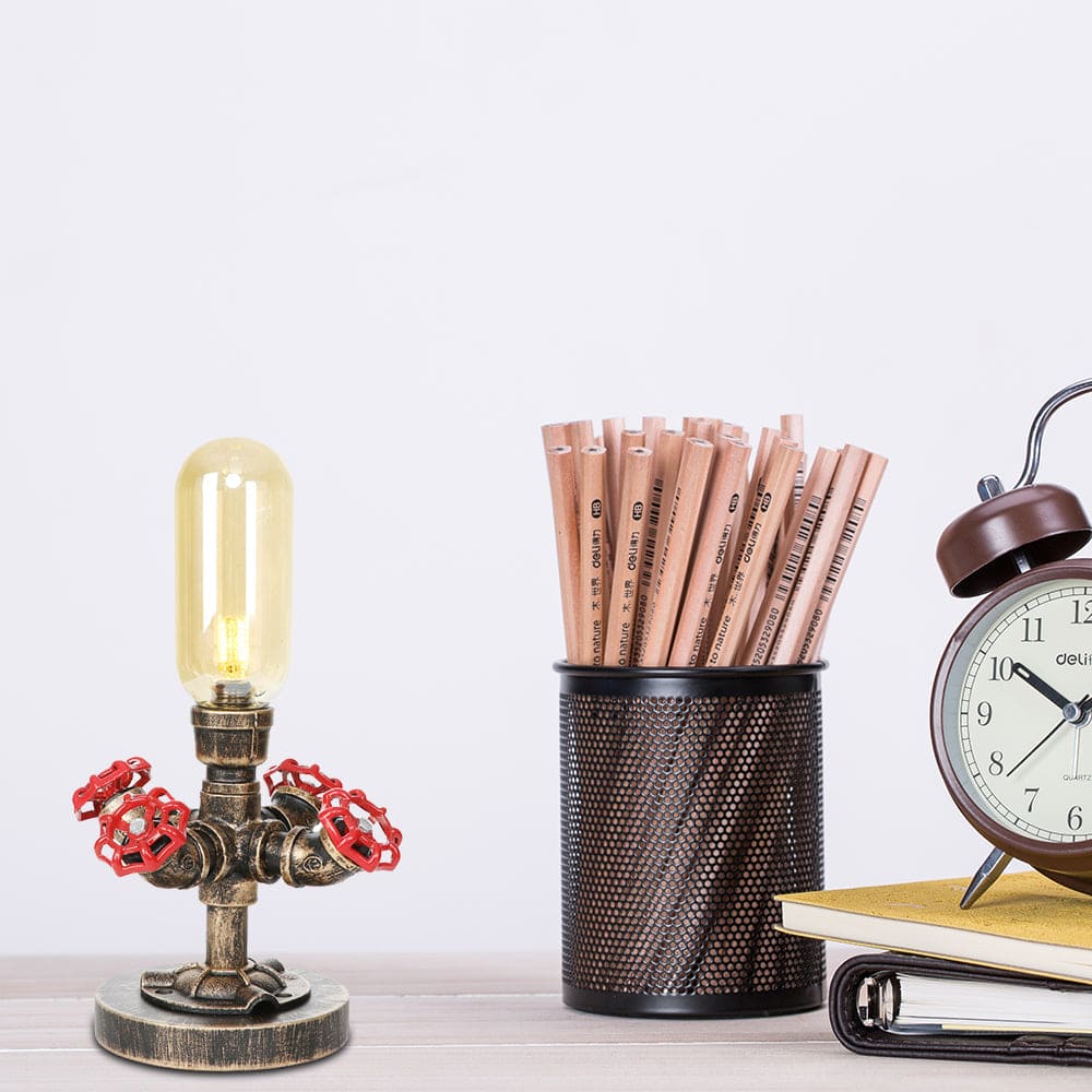 RoboGlow - Lámpara de mesa moderna con diseño industrial y tubo metálico