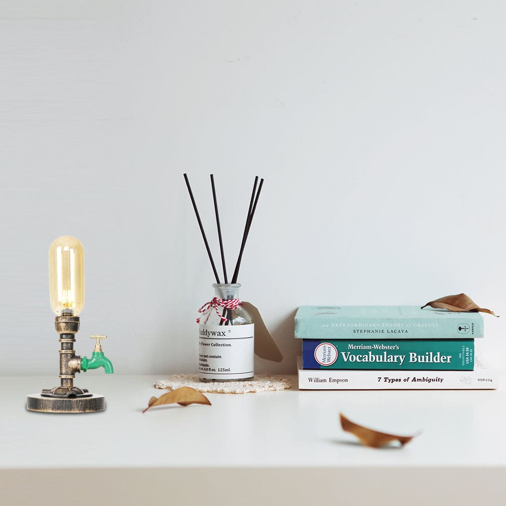 RoboGlow - Lámpara de mesa moderna con diseño industrial y tubo metálico
