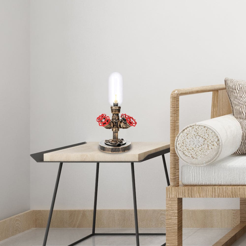 RoboGlow - Lámpara de mesa moderna con diseño industrial y tubo metálico