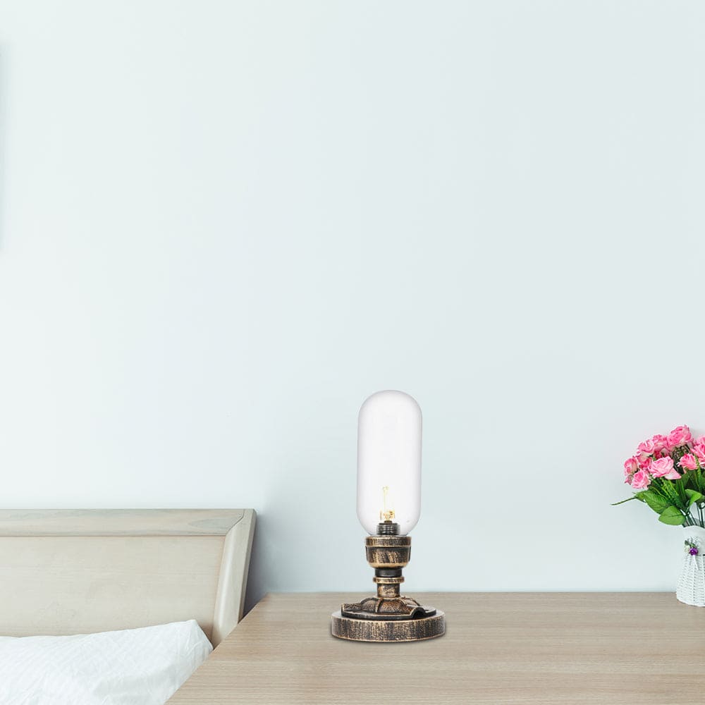 RoboGlow - Lámpara de mesa moderna con diseño industrial y tubo metálico