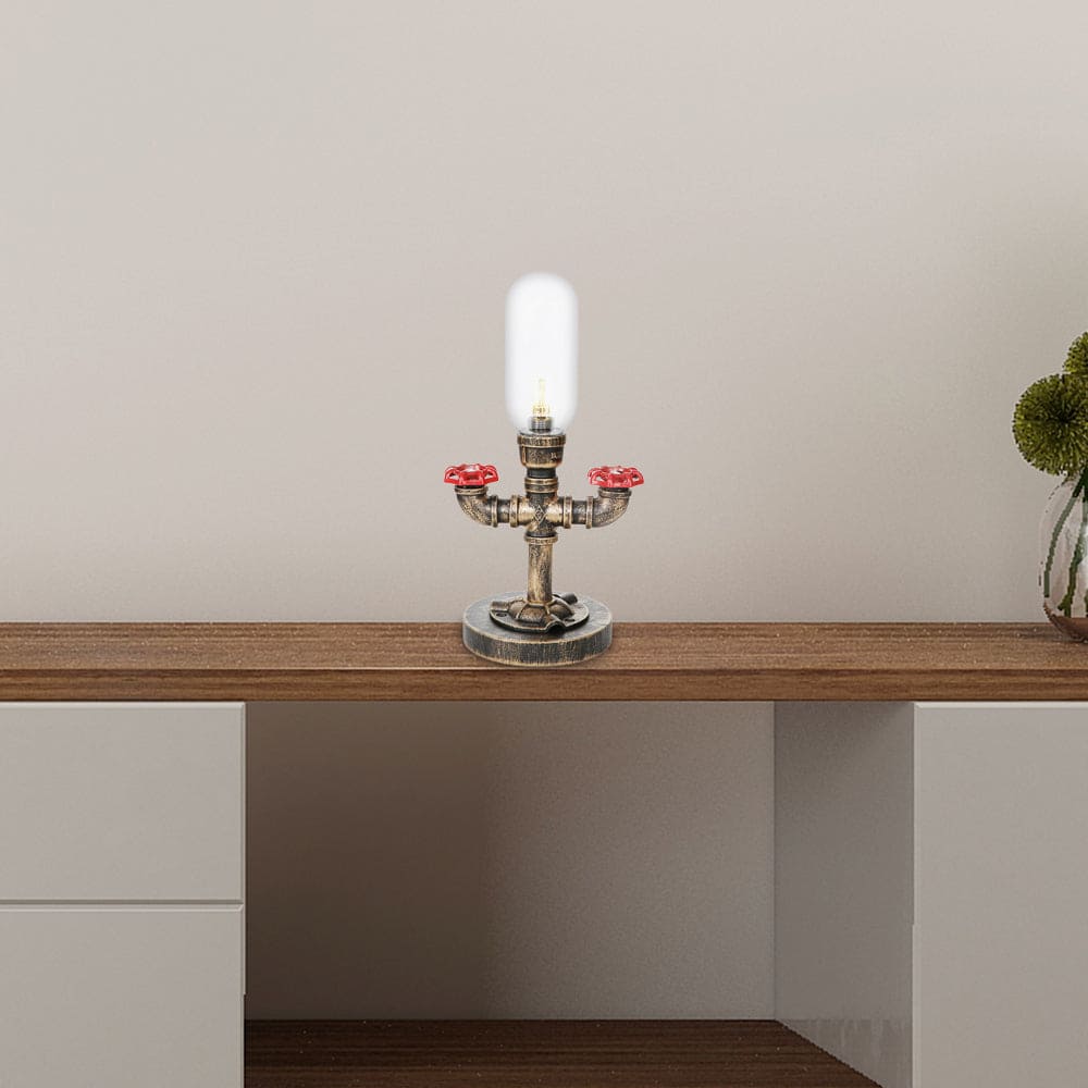 RoboGlow - Lámpara de mesa moderna con diseño industrial y tubo metálico