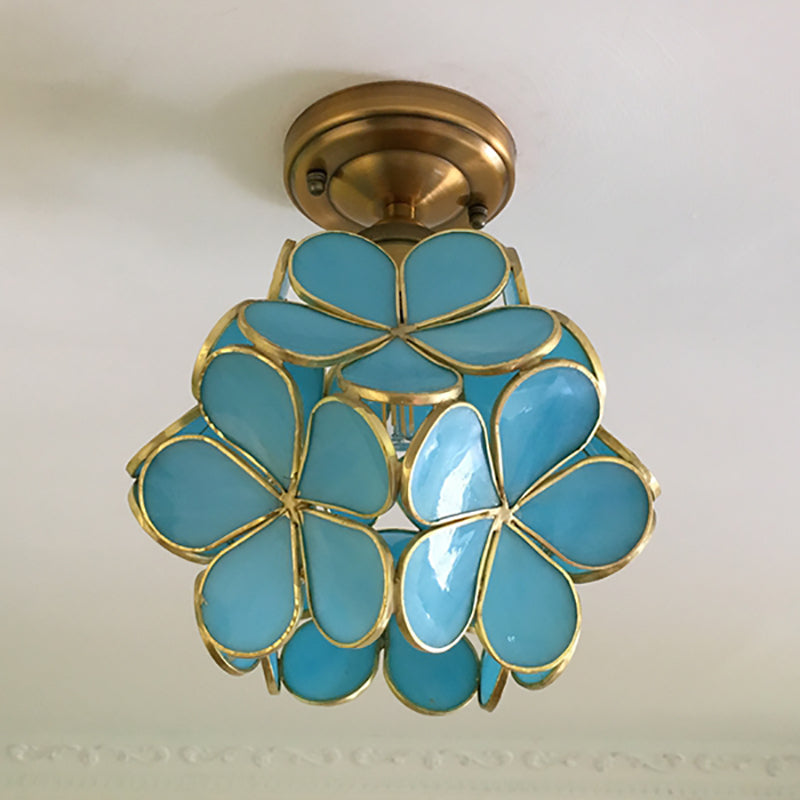 Lampada da soffitto in PVC colorato stile retrò con motivo floreale