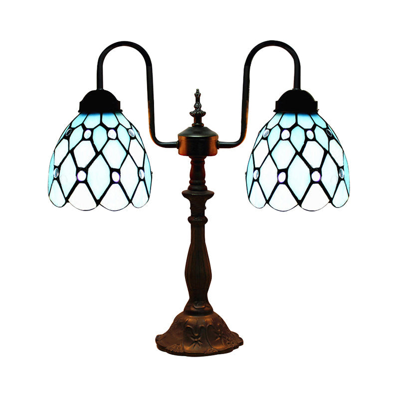 Lampada da tavolo Tiffany - Lampada in vetro colorato vintage industriale blu per camera da letto