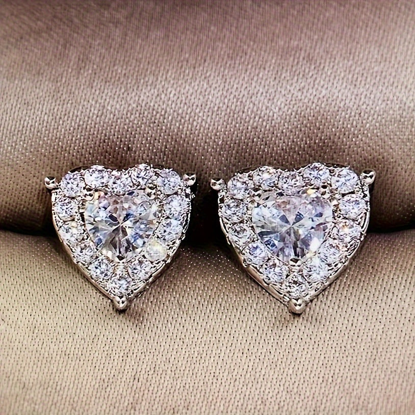 Regalo Festa Della Mamma Orecchini Donna Cuore Stud Strass