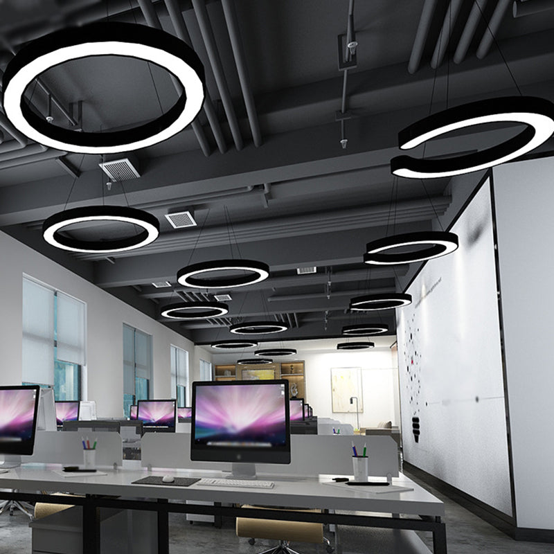 Set di lampade a sospensione LED minimaliste in acrilico per ufficio, nero