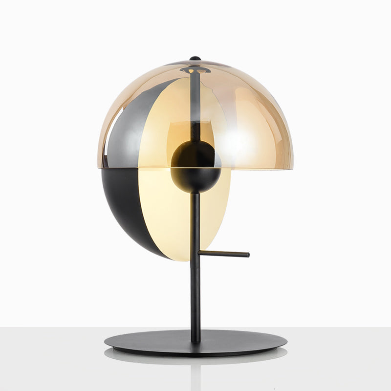Globe Lampada da Comodino - Lampada da Tavolo Moderna Nera con Paralume in Vetro Ambra