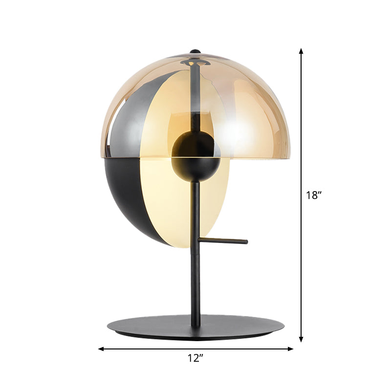 Globe Lampada da Comodino - Lampada da Tavolo Moderna Nera con Paralume in Vetro Ambra
