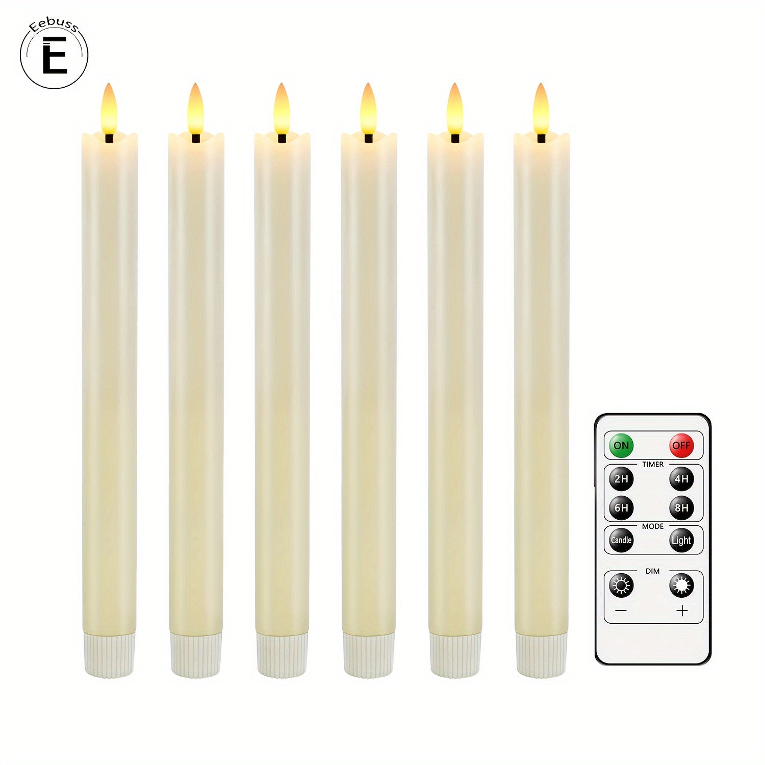 6x Velas de Cono Reales Sin Llama - Con Control Remoto, Velas LED Blanco Marfil para Decoración de Mesa y Bodas