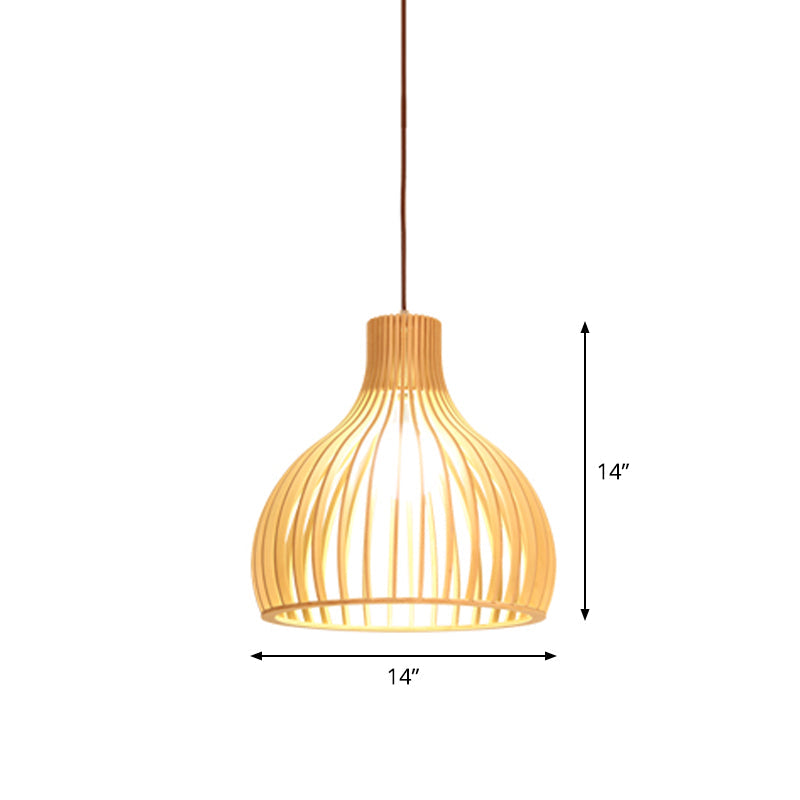 Lampada a sospensione in bambù asiatico con design a campana/emisfero/cipolla 1 luce beige piccola/grande apparecchio di illuminazione sospeso per sala da pranzo