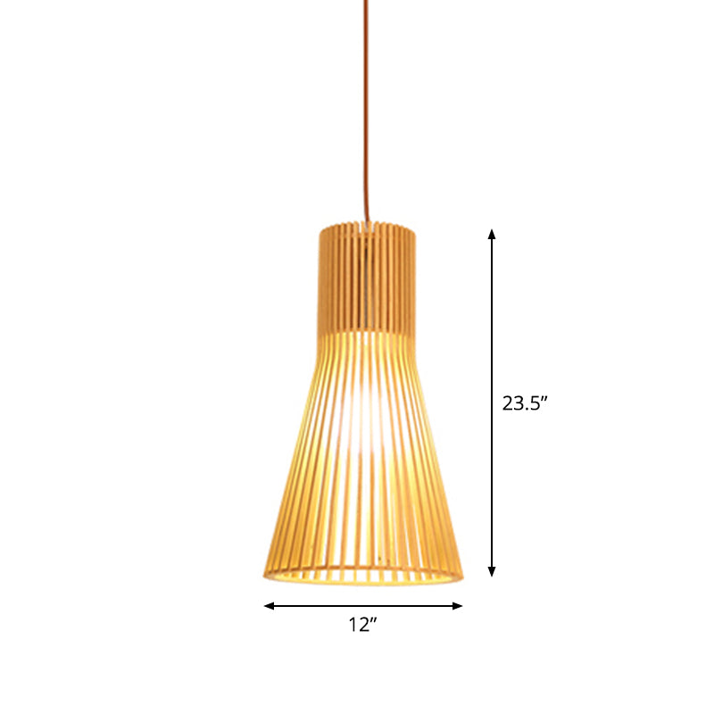 Lampada a sospensione in bambù asiatico con design a campana/emisfero/cipolla 1 luce beige piccola/grande apparecchio di illuminazione sospeso per sala da pranzo