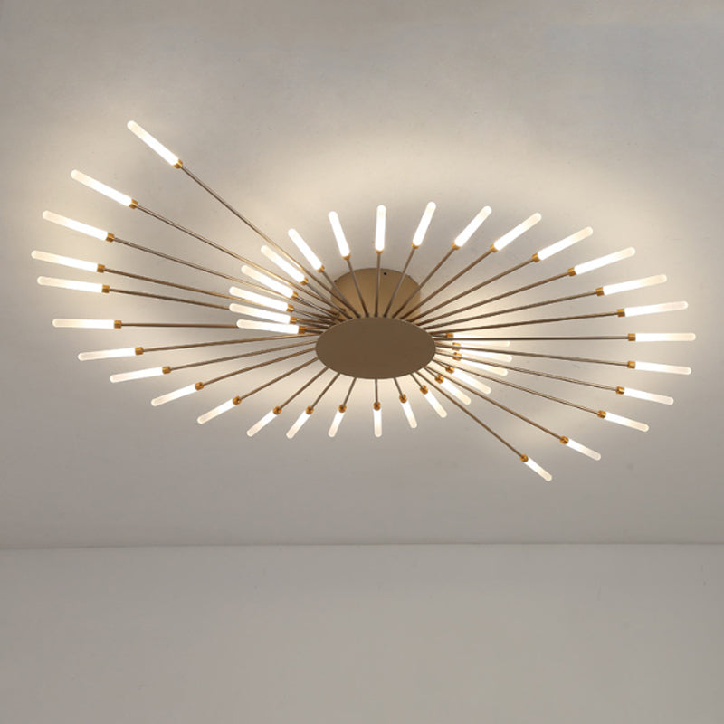 Lámpara de techo moderna en negro/dorado Burst - 12/18/28 luces LED montaje semi empotrado para dormitorio