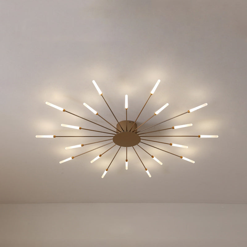 Lámpara de techo moderna en negro/dorado Burst - 12/18/28 luces LED montaje semi empotrado para dormitorio
