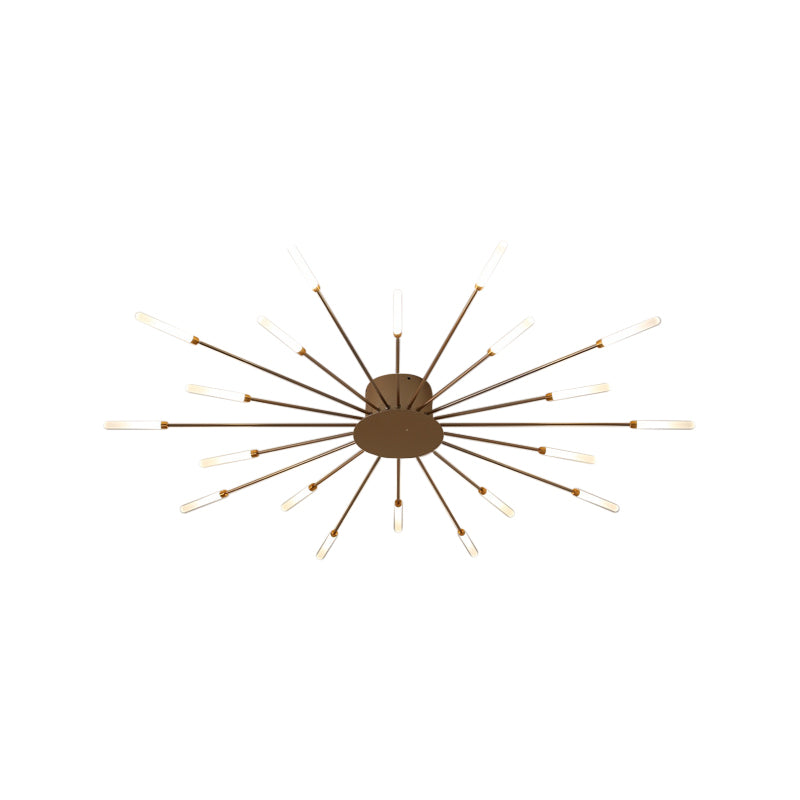 Lámpara de techo moderna en negro/dorado Burst - 12/18/28 luces LED montaje semi empotrado para dormitorio