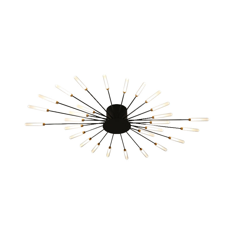 Lámpara de techo moderna en negro/dorado Burst - 12/18/28 luces LED montaje semi empotrado para dormitorio