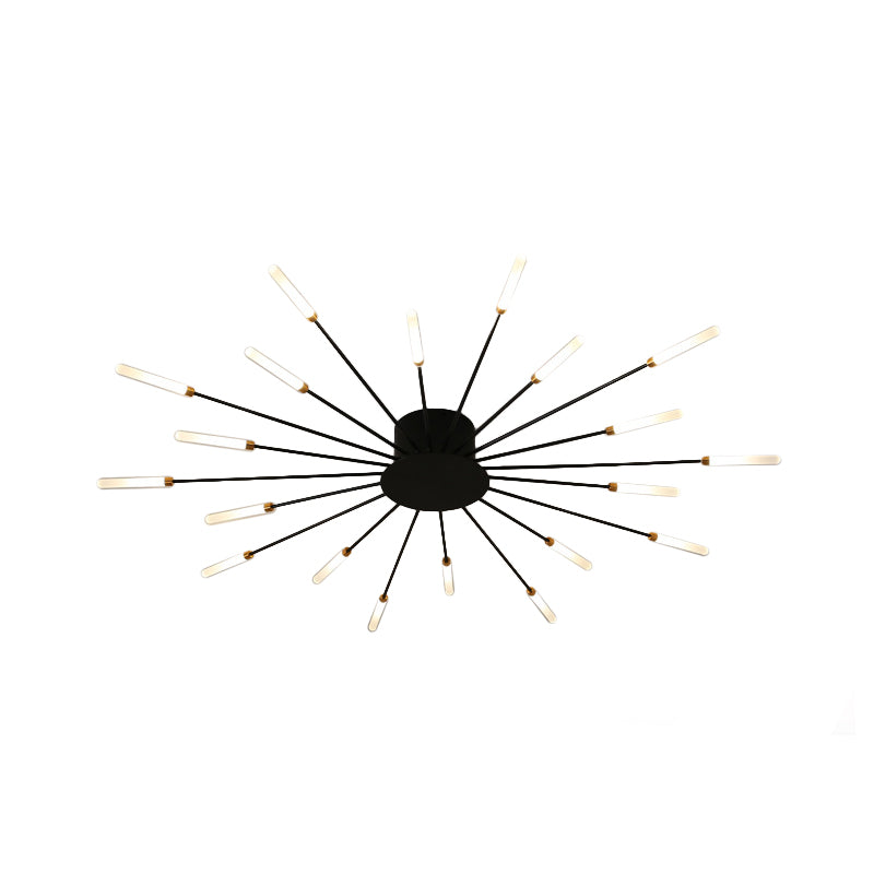 Lámpara de techo moderna en negro/dorado Burst - 12/18/28 luces LED montaje semi empotrado para dormitorio
