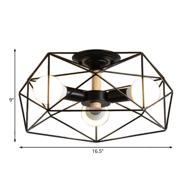 GeoLight – Lampada da soffitto semi-incassata geometrica con gabbia in filo metallico