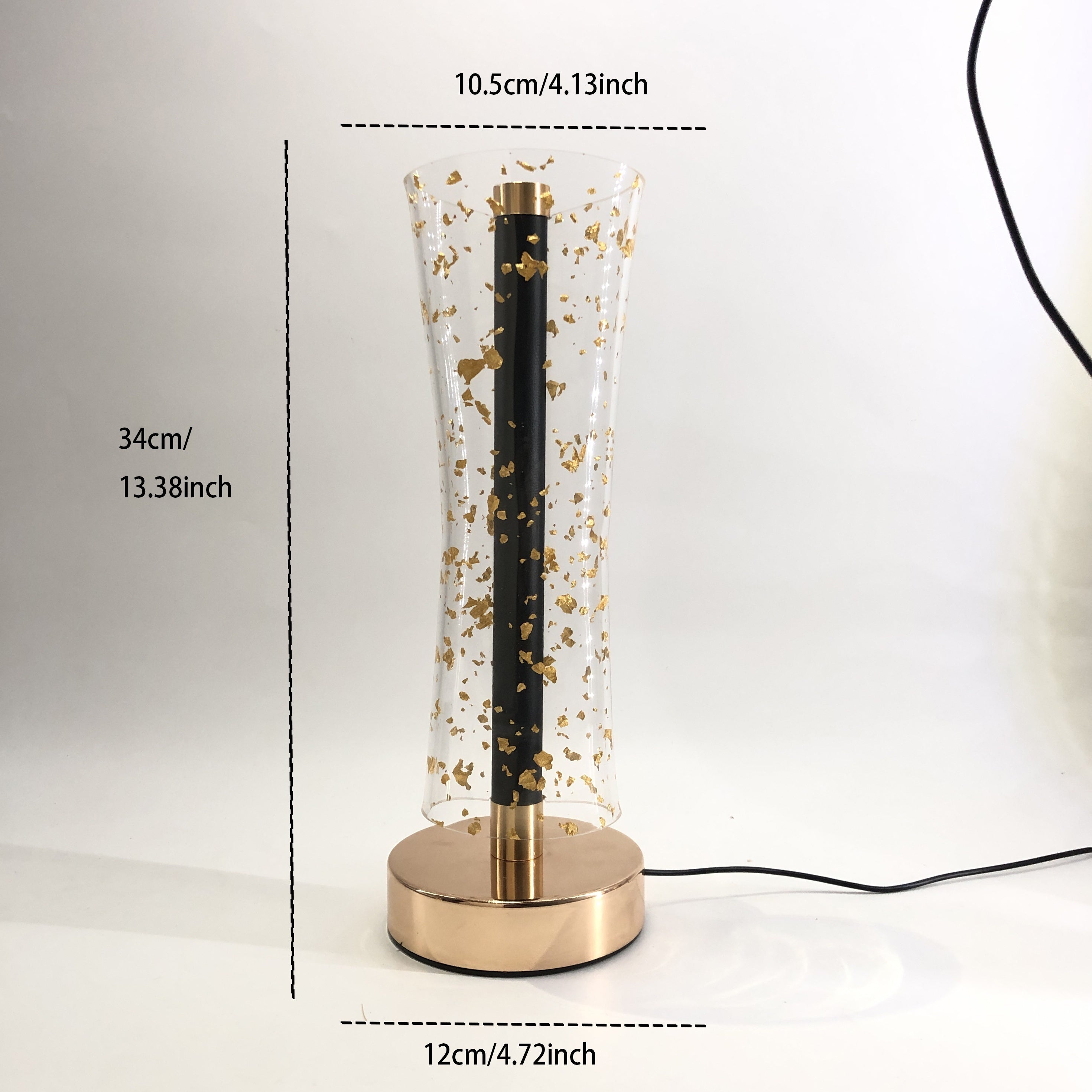 LumiAcryl - Modern Acrylic Table Lamp with Gold Foil and 3-Color Dimmable Lighting, USB-Powered