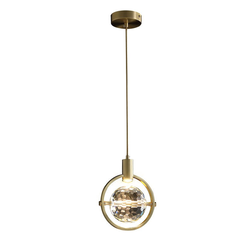 Lámpara colgante LED moderna de anillo con cristal