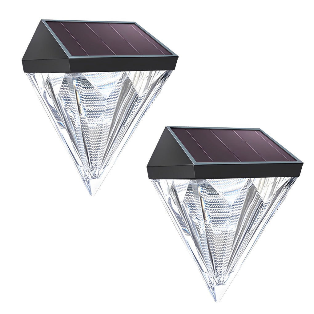 2 Pezzi Lampada da Parete Solare Nera Geometrica LED Impermeabile