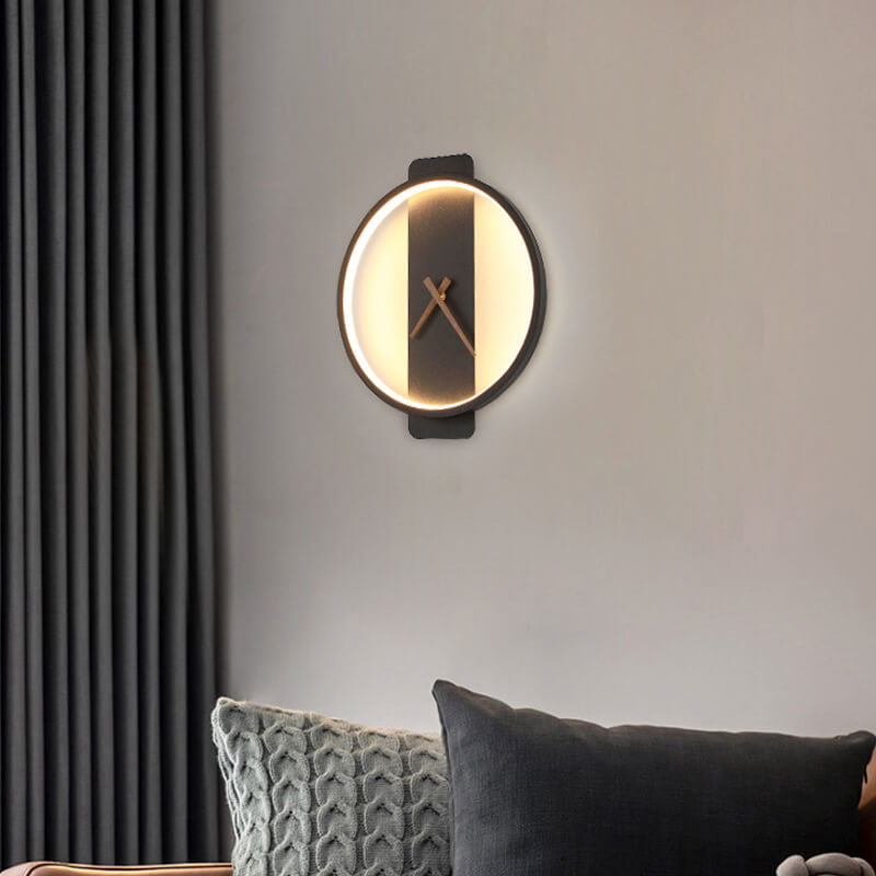 Lámpara de pared LED moderna, minimalista y en forma de reloj con 1 luz