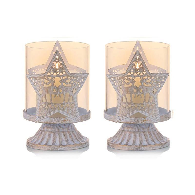 Set di Candelabri Vintage Antichi a Pilastro 4 Pezzi