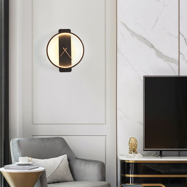 Lámpara de pared LED moderna, minimalista y en forma de reloj con 1 luz