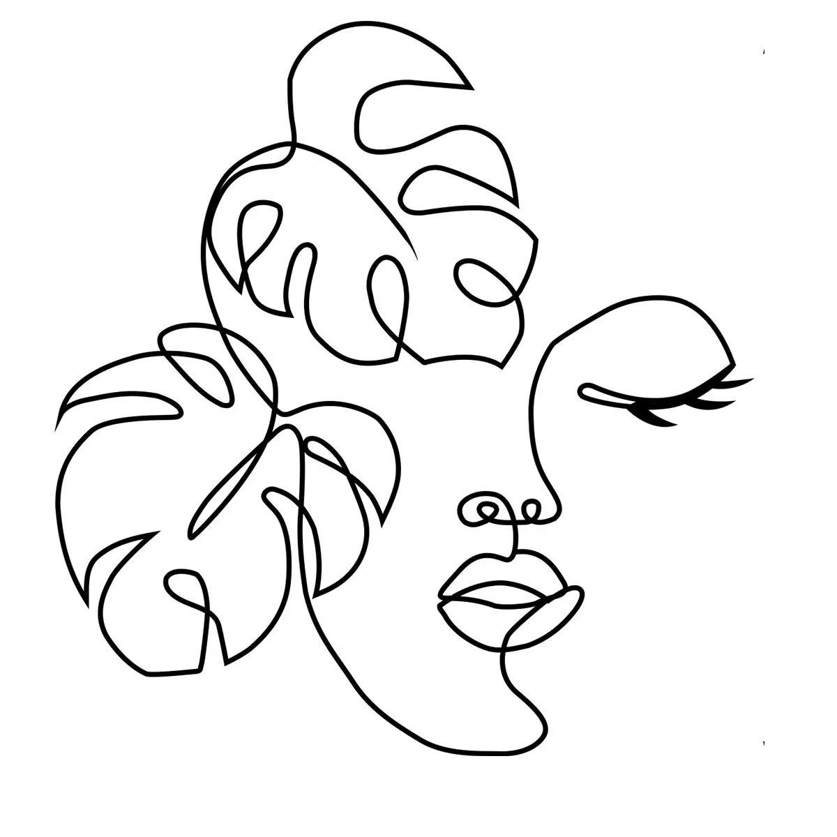 Metalen Muur Kunst Minimalistische Gezicht Lijnen Decoratie