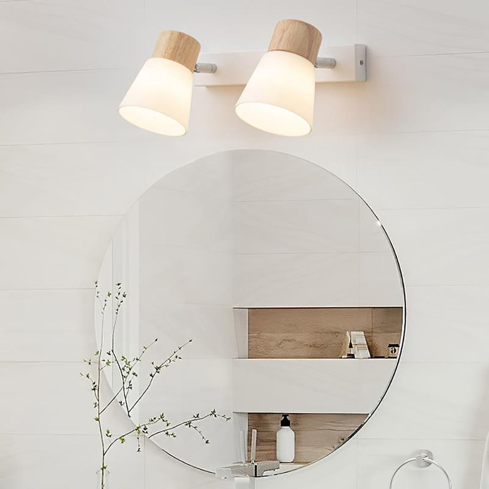 Lámpara de varita LED nórdica Ozawa Madera/Vidrio Salón/Comedor Blanco